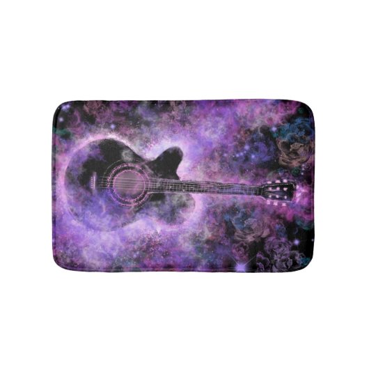 Paarse Bath Mat met Guitar Musical Modern Design (Voorkant)