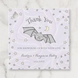 Paarse Batty, Stars & Moons Spooky Schattige Bedan Bedankjes Labels