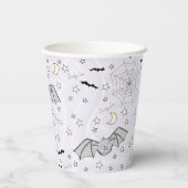 Paarse Batty, Stars & Moons Spooky Schattige Papieren Bekers (Achterkant)