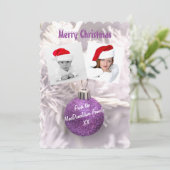 Paarse Bauble foto template Kerst Feestdagenkaart (Staand voorkant)