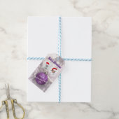 Paarse bauble Vrolijk Kerstfoto sjabloon Cadeaulabel (Met Touw)