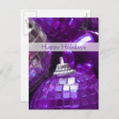 Paarse Baubles 'Happy Holidays' briefkaart (Voorkant / Achterkant)