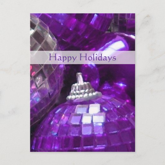 Paarse Baubles 'Happy Holidays' briefkaart (Voorkant)