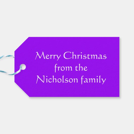 Paarse Baubles label cadeau paars Cadeaulabel (Achterkant Horizontaal)