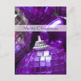 Paarse Baubles 'Merry Christmas' briefkaart