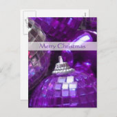 Paarse Baubles 'Merry Christmas' briefkaart (Voorkant / Achterkant)