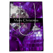 Paarse Baubles Merry-kerstmedium zwart Medium Cadeauzakje (Achterkant)