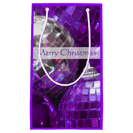 Paarse Baubles Merry-kersttas, klein Cadeauzakje (Voorkant)