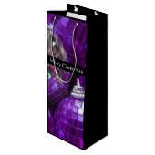 Paarse Baubles Merry kersttaszak zwart Wijn Cadeautas (Achterkant Gekanteld)