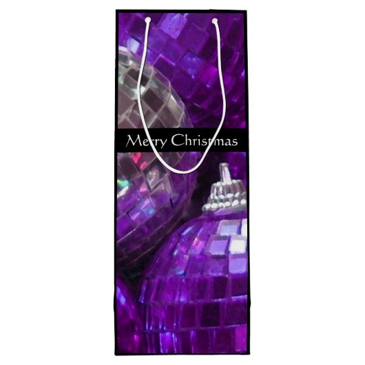 Paarse Baubles Merry kersttaszak zwart Wijn Cadeautas (Achterkant)