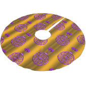 Paarse Baubles op gouden kerst Kerstboom Rok (Gekanteld)