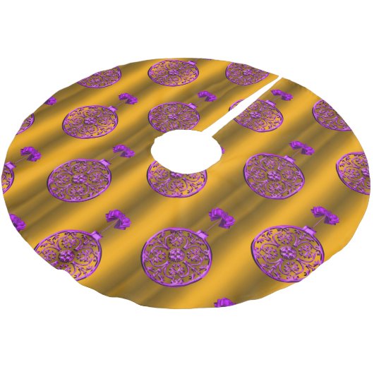 Paarse Baubles op gouden kerst Kerstboom Rok (Gekanteld)