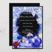 Paarse Baubles Stars - Uitnodiging voor kerstfeest (Voorkant / Achterkant)