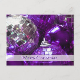 Paarse Baubles 'Vrolijk kerstfeest' briefkaart