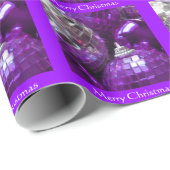 Paarse Baubles Vrolijk kerstinpakpapier Cadeaupapier (Rol Hoek)