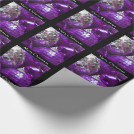 Paarse Baubles Vrolijk kerstzwart Cadeaupapier