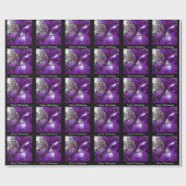 Paarse Baubles Vrolijk kerstzwart Cadeaupapier (Vlak)