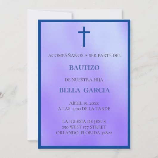 Paarse Bautizo Invitación/Baptisme Uitnodiging (Voorkant)