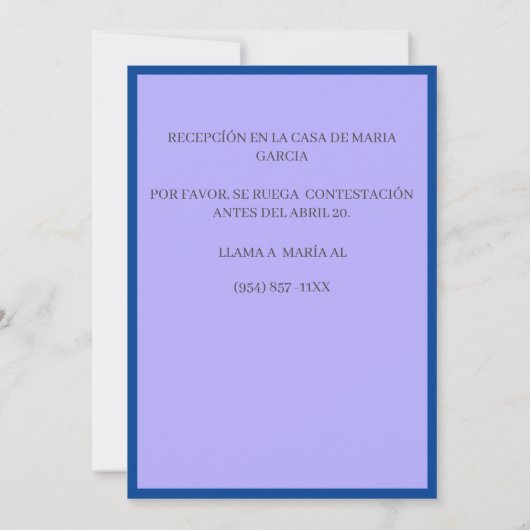 Paarse Bautizo Invitación/Baptisme Uitnodiging (Achterkant)