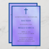 Paarse Bautizo Invitación/Baptisme Uitnodiging (Voorkant / Achterkant)