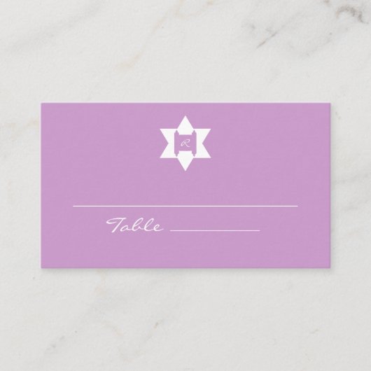 Paarse BBT Mitzvah Place Cards Plaatskaartje (Voorkant)