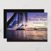 Paarse Beach Sunset Bridal Shower Invitations Kaart (Voorkant / Achterkant)