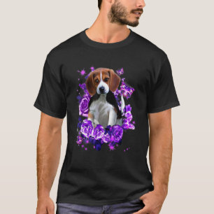 Paarse beagle Paarse ventilator en vlinder T-shirt