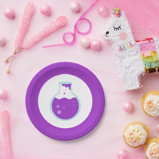 Paarse Beaker Science Party Papieren Bordje (Feest)