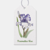 Paarse Bearded Iris Floral Botanical Art Cadeaulabel (Voorkant)