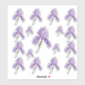 Paarse Bearded Iris in verschillende maten Sticker (Vel)