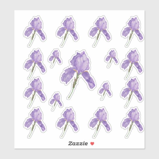 Paarse Bearded Iris in verschillende maten Sticker (Vel)