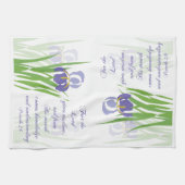 Paarse Bearded Iris met Schrift vers Spreuken Theedoek (Horizontaal)