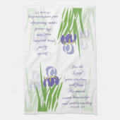 Paarse Bearded Iris met Schrift vers Spreuken Theedoek (Verticaal)