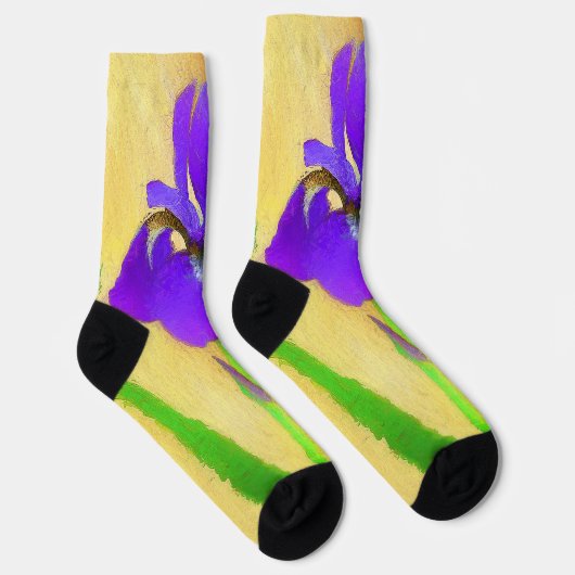 Paarse Bearded Iris Schilderij - Originele Bloemku Sokken (Rechts)