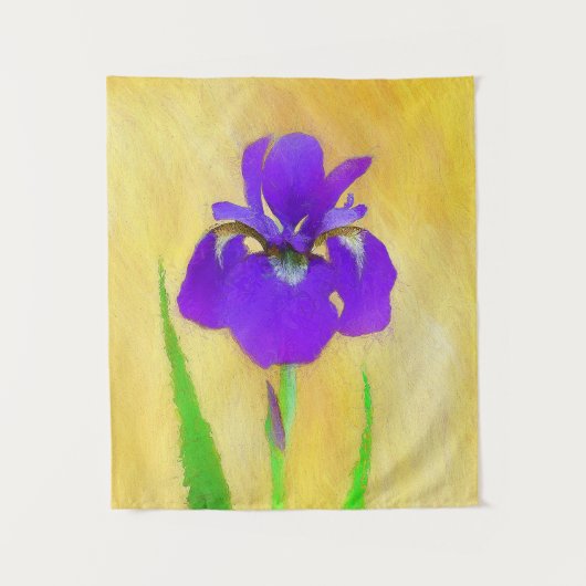 Paarse Bearded Iris Schilderij - Originele Bloemku Wandkleed (Voorkant)