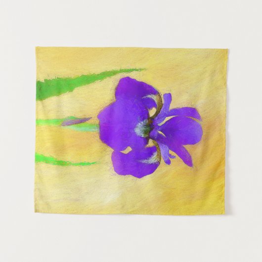 Paarse Bearded Iris Schilderij - Originele Bloemku Wandkleed (Voorkant (horizontaal))