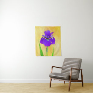 Paarse Bearded Iris Schilderij - Originele Bloemku Wandkleed