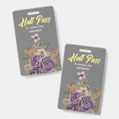 Paarse Beauty Hall Pass Badge (Voor- en achterkant)