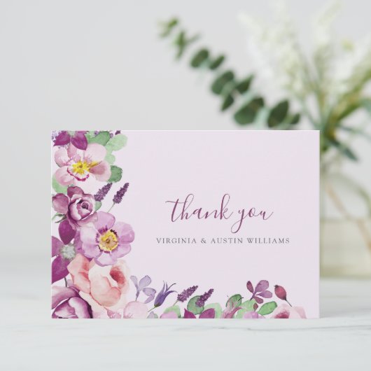 Paarse bedankpas bedankkaart (Staand voorkant)