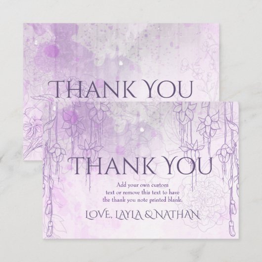 Paarse bedankt kaarten (Voorkant / Achterkant)