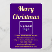 Paarse bedrijfsmerk op Kerstmis Folie Feestdagenkaart (Voorkant)