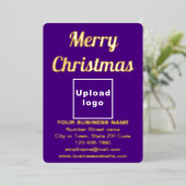 Paarse bedrijfsmerk op Kerstmis Folie Feestdagenkaart (Staand Voorkant)