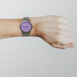 Paarse bedrijfsmerk op Mannen Horloge<br><div class="desc">Uw zakelijke logo op paarse achtergrond op mannen Accessoire dat u in uw promotieproducten, weggeefartikelen of geschenken aan uw klanten of klanten kunt opnemen om uw bedrijf te adverteren of om uw merk te promoten. horloge dat u uw bedrijf logo kunt zetten om naamsbekendheid op te bouwen. Controleer het uiterlijk...</div>