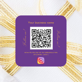 Paarse bedrijfsnaam qr code instagram vierkante sticker