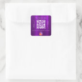 Paarse bedrijfsnaam qr code instagram vierkante sticker (Tas)