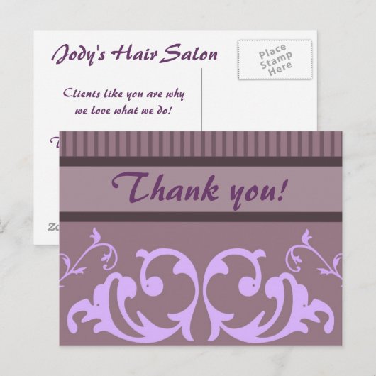 Paarse bedrijven Dank u Briefkaarten (Voorkant / Achterkant)