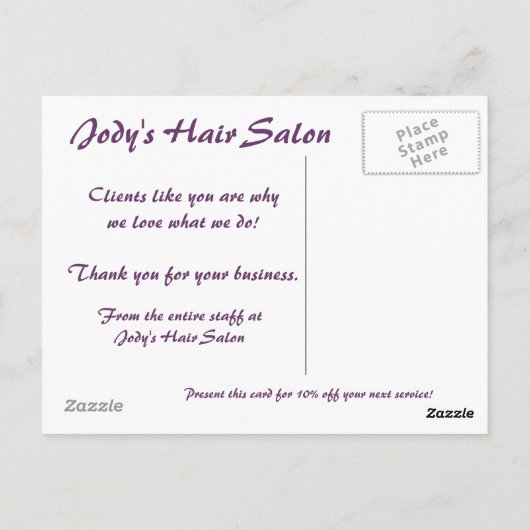 Paarse bedrijven Dank u Briefkaarten (Achterkant)