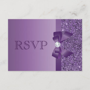Paarse bedrukte Sequins, Bow & Diamond RSVP