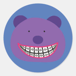 Paarse Beer Dragen Braces Orthodontist Ronde Sticker