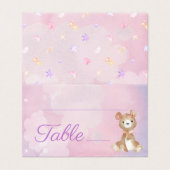 Paarse Beer Meisje's Baby shower Tafelnummer (Buitenkant ongevouwen)
